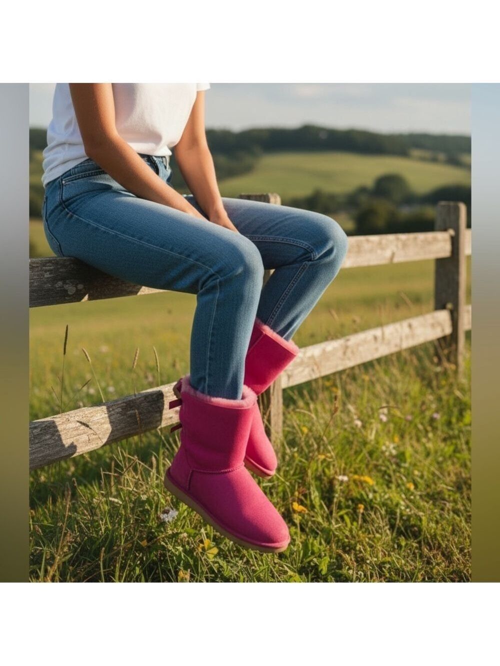 UGG Classic Bailey Bow II Boots in Paz Pink /US Womens Size 6 / Gently Used